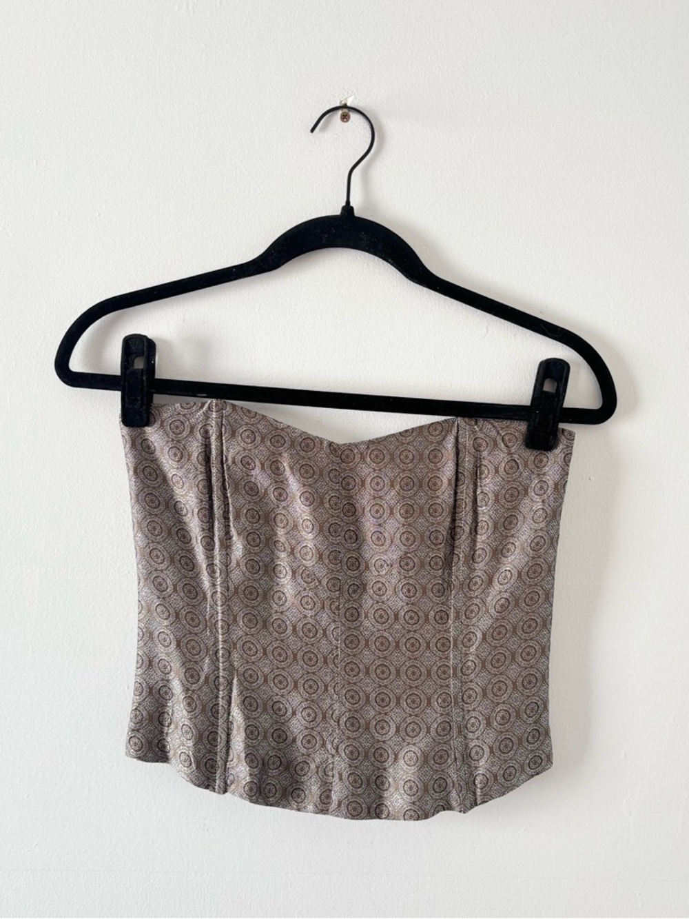 The Limited Vintage Y2K Strapless Cropped Top Corset Back Zip Printed